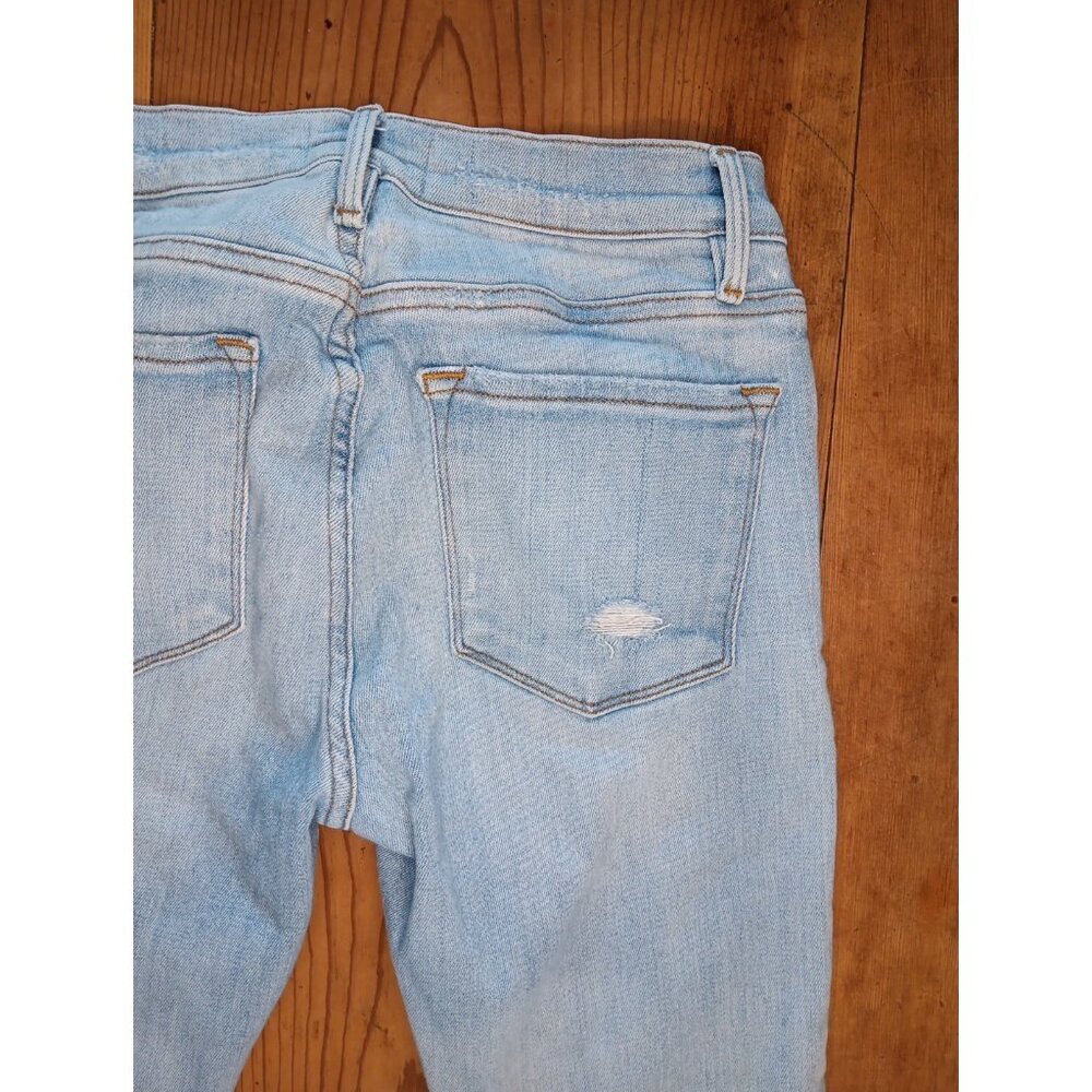 Frame Jeans Womens 27 Le Skinny De Jeanne Crop Light Wash Distressed Stretch - Picture 6 of 8